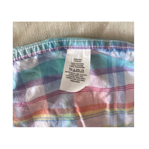 Children’s Place SS Shirts (2) 18-24 Mo 1)Royal Blue 2)Pastel Plaid /Worn Once - Picture 5 of 7